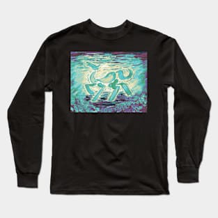 Abstract Horse Acrylic Painting - Mint Variant Long Sleeve T-Shirt